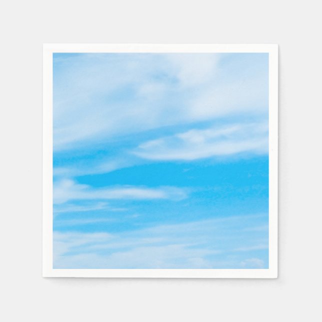 Serviette En Papier Modèle élégant moderne Ciel bleu Nuages blancs (Devant)