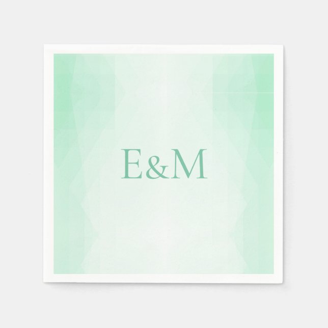 Serviette En Papier Modèle élégant moderne vert menthe monogrammé (Devant)