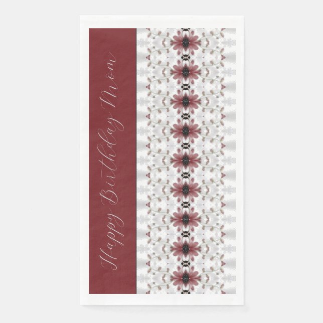 Serviette En Papier Modèle Floral Avec Bourgogne (Devant)