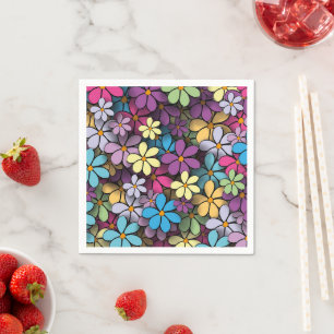 Serviette En Papier Modèle floral coloré moderne