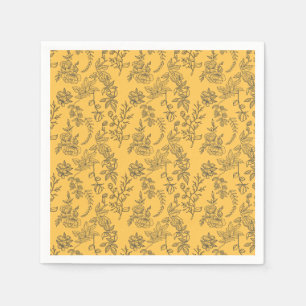 Serviette En Papier Modèle floral de pays français jaune