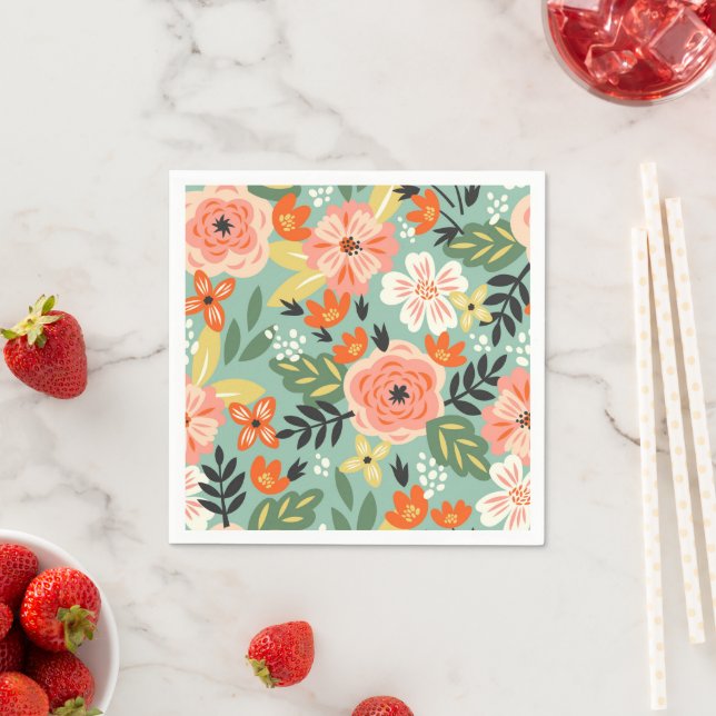 Serviette En Papier Modèle floral du jardin (En situation)