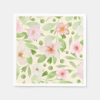 Serviette En Papier Modèle floral jaune pastel délicat