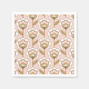 Serviette En Papier Modèle Floral Moderne Du Milieu Du Siècle
