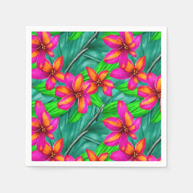 Serviette En Papier Modèle floral Paradis tropical (Devant)