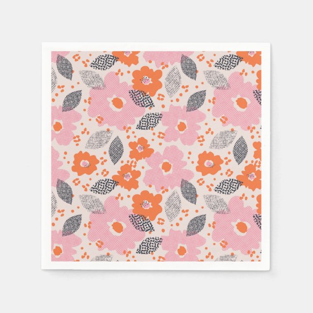 Serviette En Papier Modèle floral rétro mou (Devant)