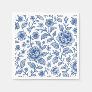 Serviette En Papier Modèle Floral Royal Bleu Rose