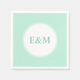 Serviette En Papier Modèle vert menthe élégant moderne monogramme