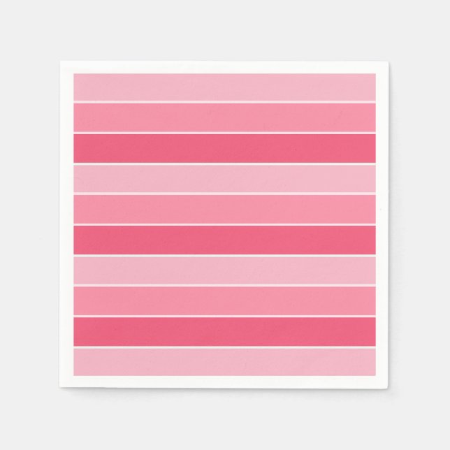 Serviette En Papier Modèle vierge rayé rose rouge blanc personnalisé (Devant)