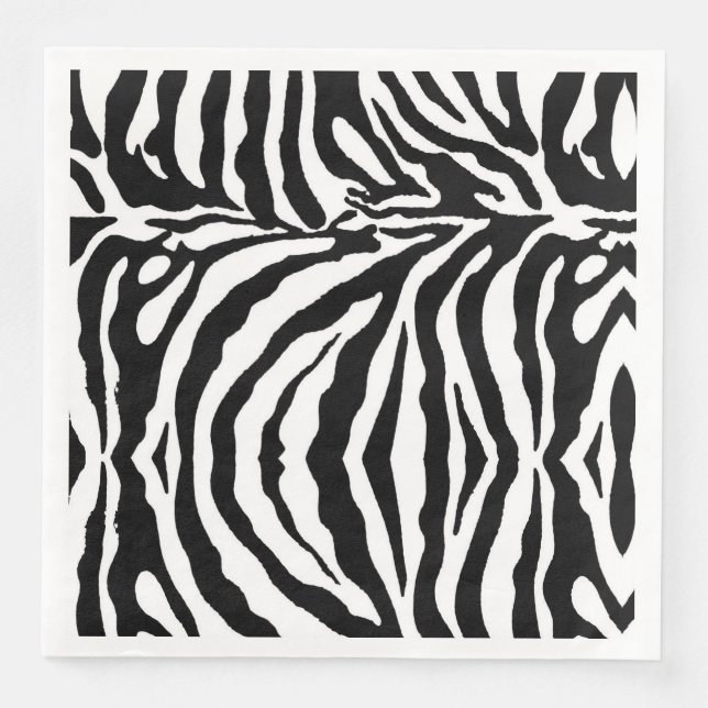 Serviette En Papier Modèle zèbre noir et blanc, animaux safari (Devant)