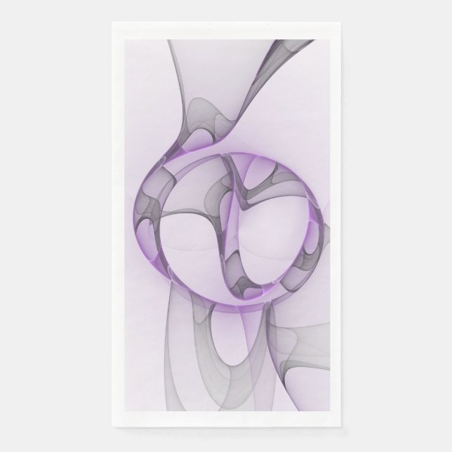 Serviette En Papier Modern Abstract Fractal Art Lavender Gray (Devant)