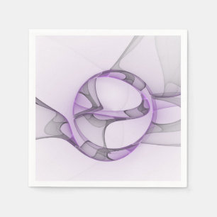 Serviette En Papier Modern Abstract Fractal Art Lavender Gray