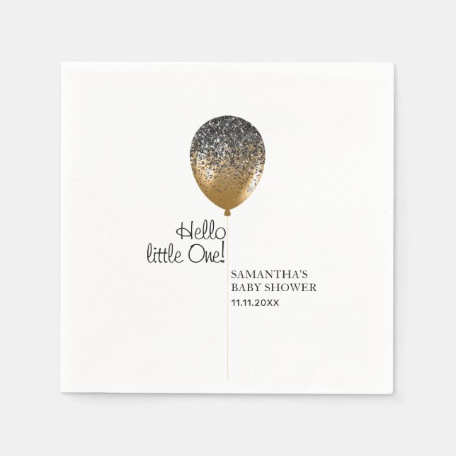 Serviette En Papier Modern Baby Shower Gold Balloon (Devant)