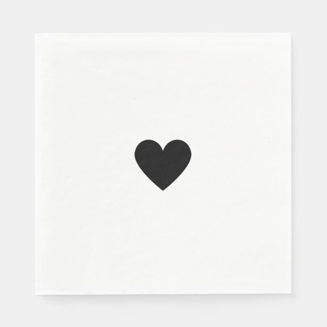 Serviette En Papier Modern Black and White Heart (Devant)
