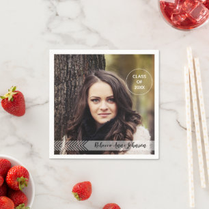 Serviette En Papier Modern Chevron Overlay Full Photo Graduation