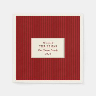 Serviette En Papier Modern Christmas Minimal Holiday Red Stripes