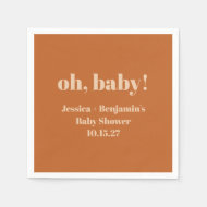 Serviette En Papier Modern Cute Terracotta Baby shower Nom personnalis
