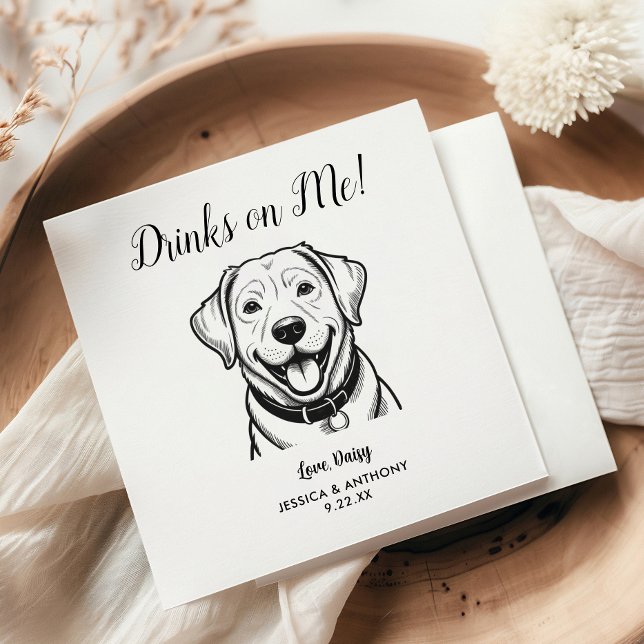Serviette En Papier Modern Dog Wedding Cocktail Napkins  (Créateur téléchargé)