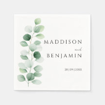 Modern Eucalyptus Greenery Wedding Napkin