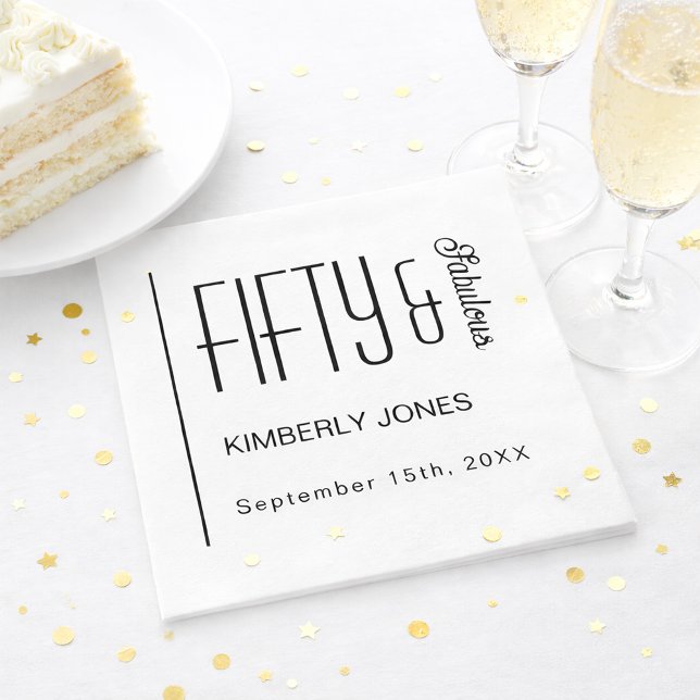 Serviette En Papier Modern Fifty and Fabulous Bold 50th Birthday Party (Créateur téléchargé)