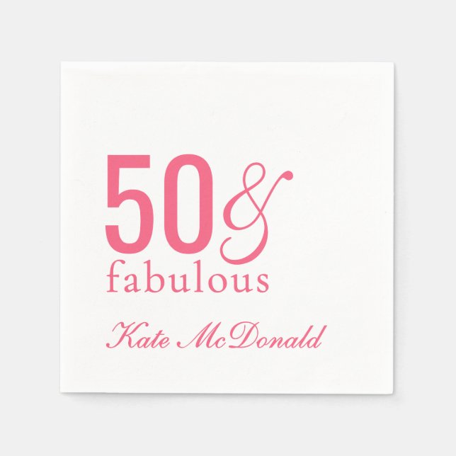 Serviette En Papier Modern Fifty and Fabulous Bold 50th Birthday Party (Devant)