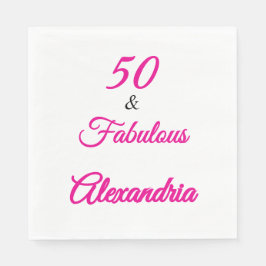 Serviette En Papier Modern Fifty &Fabulous Bold 50th Birthday Napkin