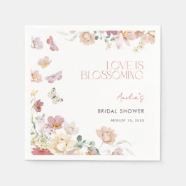 Serviette En Papier Modern Love is Blossoming Pink Bridal Shower