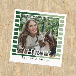 Serviette En Papier Modern Minimalist Striped 30th Birthday Photo