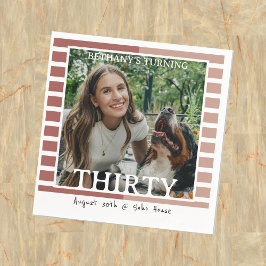 Serviette En Papier Modern Minimalist Striped 30th Birthday Photo