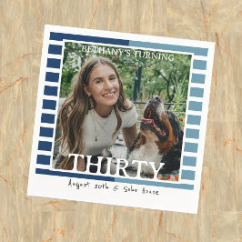 Serviette En Papier Modern Minimalist Striped 30th Birthday Photo