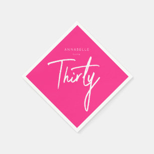 Serviette En Papier Modern Pink 30e Trente-trentième anniversaire fête