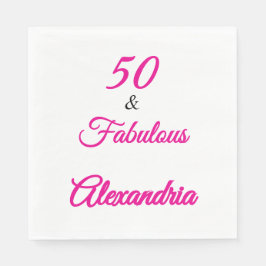 Serviette En Papier Modern Pink Black Fifty & Fabulous Bold Napkin