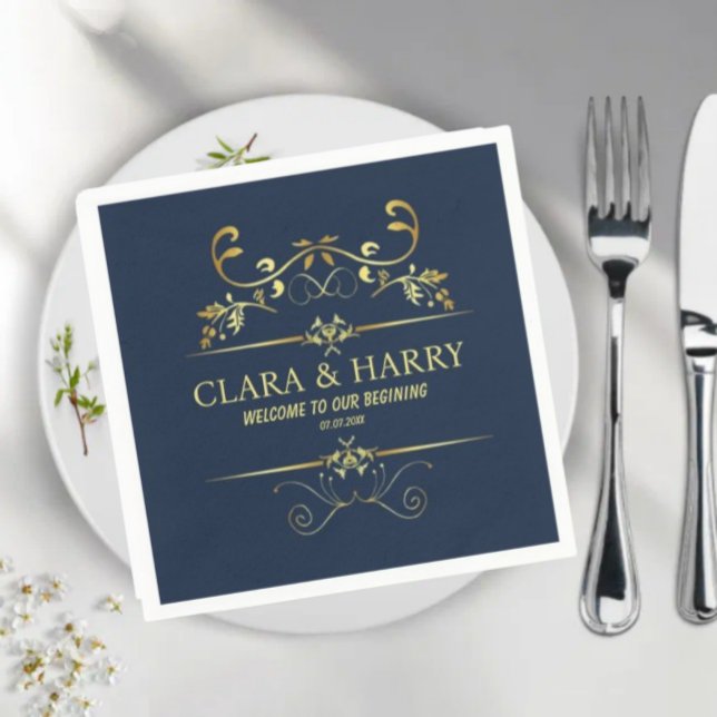 Serviette En Papier Modern romantic gold calligraphy wedding  (Créateur téléchargé)