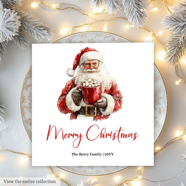 Serviette En Papier Modern Santa Claus Simple Script Font Dinner Xmas (Modern Santa Claus Simple Script Font Dinner Napkin)
