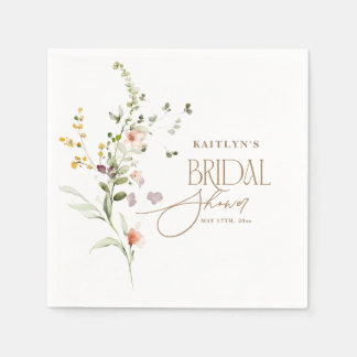 Serviette En Papier Modern Script Boho Flower Garden Bridal Shower