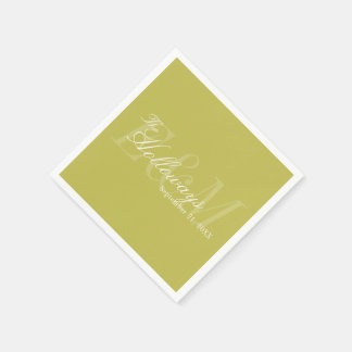 Serviette En Papier Modern Script Chartreuse Monogram Wedding