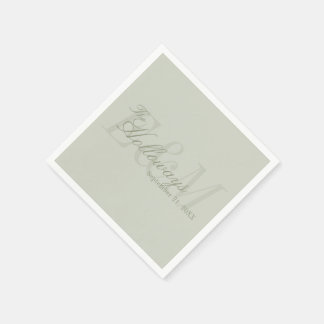 Serviette En Papier Modern Script Sage Green Monogram Wedding