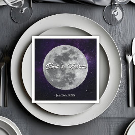 Serviette En Papier Modern Starry Night Full Monn Wedding 