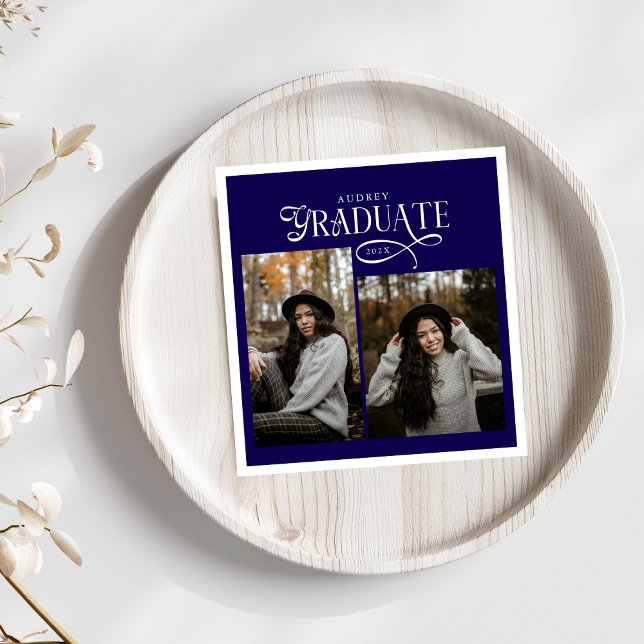 Serviette En Papier Modern Typography Graduate Photo Graduation (Créateur téléchargé)