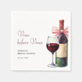 Serviette En Papier Modern Watercolor Vino Before Vows Bridal Shower