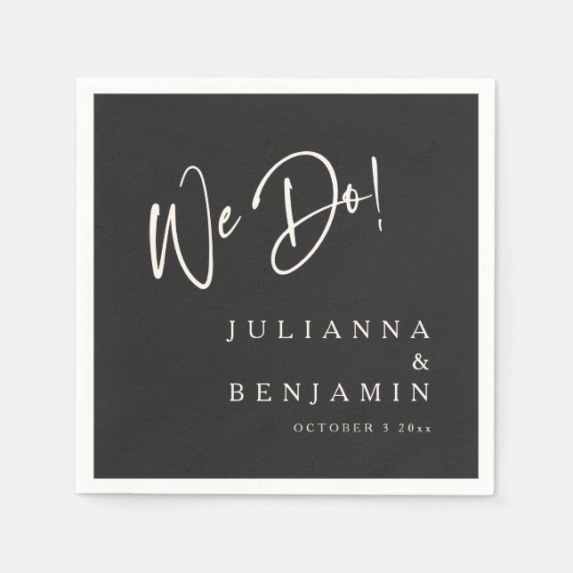 Serviette En Papier Modern We Do Elegant Custom Black Cream Wedding (Devant)