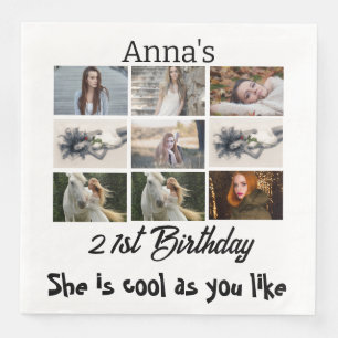 Serviette En Papier Moderne 21e anniversaire personnalisé 9 Photo Coll