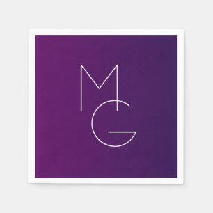 Serviette En Papier Moderne 2 Initiales Ombre subtile violet profond