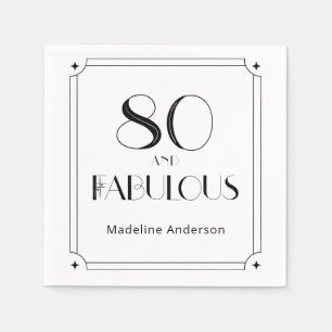 Serviette En Papier Moderne 80 ans & Fabulux Anniversaire Noir Blanc