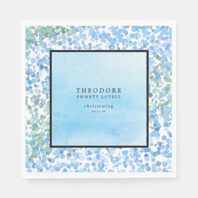 Serviette En Papier Moderne Bleu Abstrait Christening (Devant)