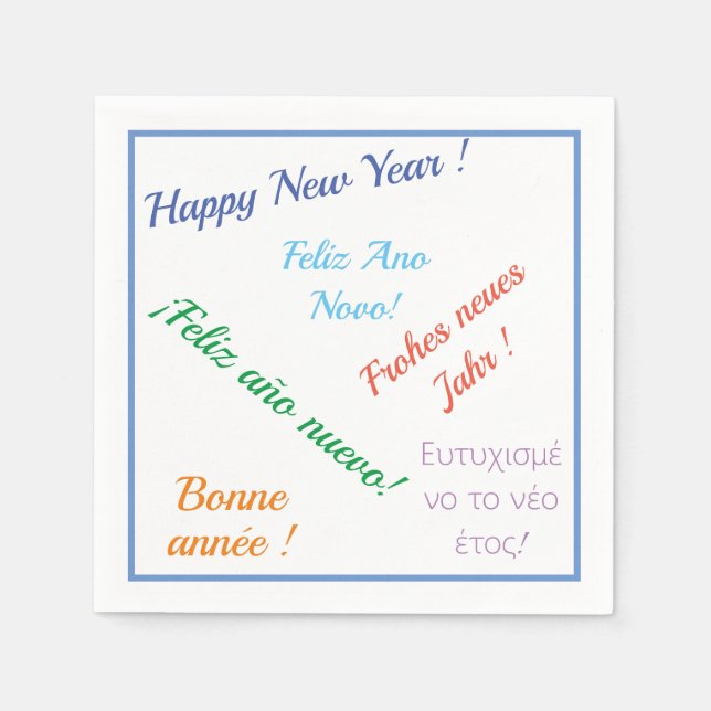 Serviette En Papier Moderne Bonne année dans différentes langues (Devant)