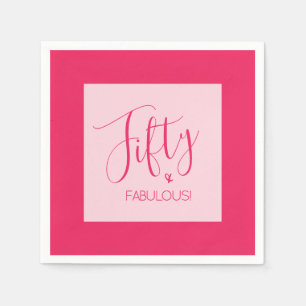 Serviette En Papier Moderne chic Cinquante et FABULEUX rose fête d'ann