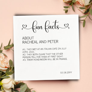 Serviette En Papier Moderne Chic Coeur amusant Faits Script Mariage