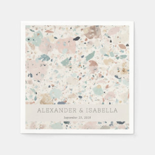 Serviette En Papier Moderne Chic Pastel Terrazzo Mariage personnalisé