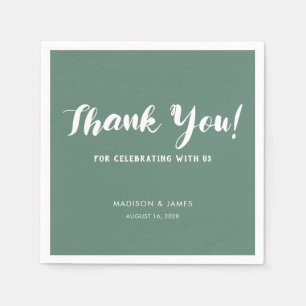 Serviette En Papier Moderne Chic Sage Green Merci Mariage de script